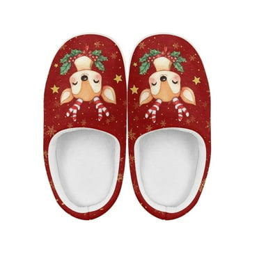 Psesaysky Winter Fluffy Slippers for Children Soft and Comfortable Slippers for Kids Christmas Cotton Slippers Anti-Slip Lishtweight Shoes