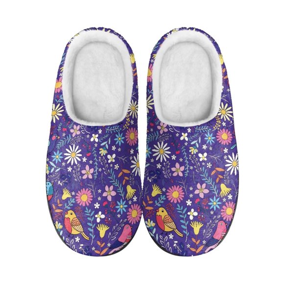 Psesaysky Winter Indoor Cotton Slippers for Women Girls Purple House Slippers Warm and Cozy Lightweight Slippers for Ladies