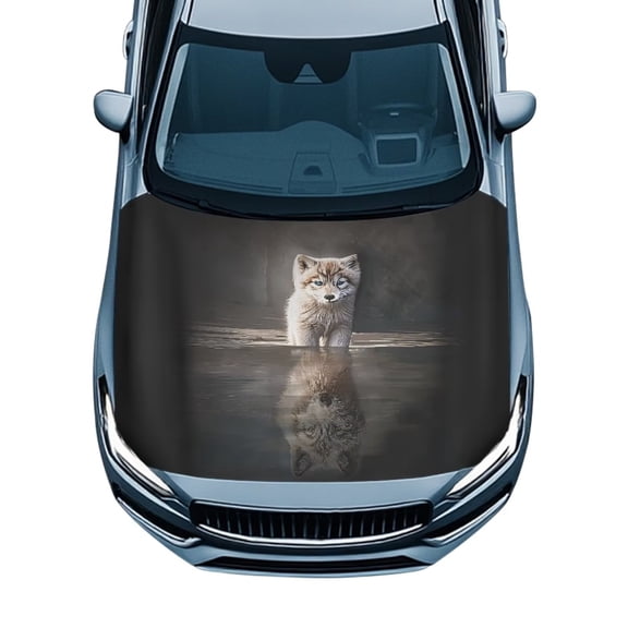 Psesaysky Wolf Car Hood Cover Polyester Auto Hood Protector Universal Fit Car Decor Easy Install Vehicles Accessories for Men Universal Fit for Car, SUV, or Van