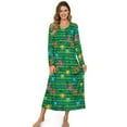 thumbnail image 1 of Psesaysky Women Nightgown Long Sleeve Christmas Color Lights Print Soft Breathable Sleepwear Winter Warm Nightgowns House Dress, Small, 1 of 7