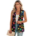 thumbnail image 1 of Psesaysky Women Single Button Vest Crop Colorful Puppy Paws Print Sleeveless V Neck Lightweight Waistcoat with Pockets Trendy Blazers for Women, Size S, 1 of 6