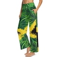 thumbnail image 1 of Psesaysky Women Wide Leg Pants Jamaican Palm Leaves Print High Waist Loose Flowy Adjustable Tie Knot Trousers Business Casual Pants with Pockets, Size L, 1 of 7