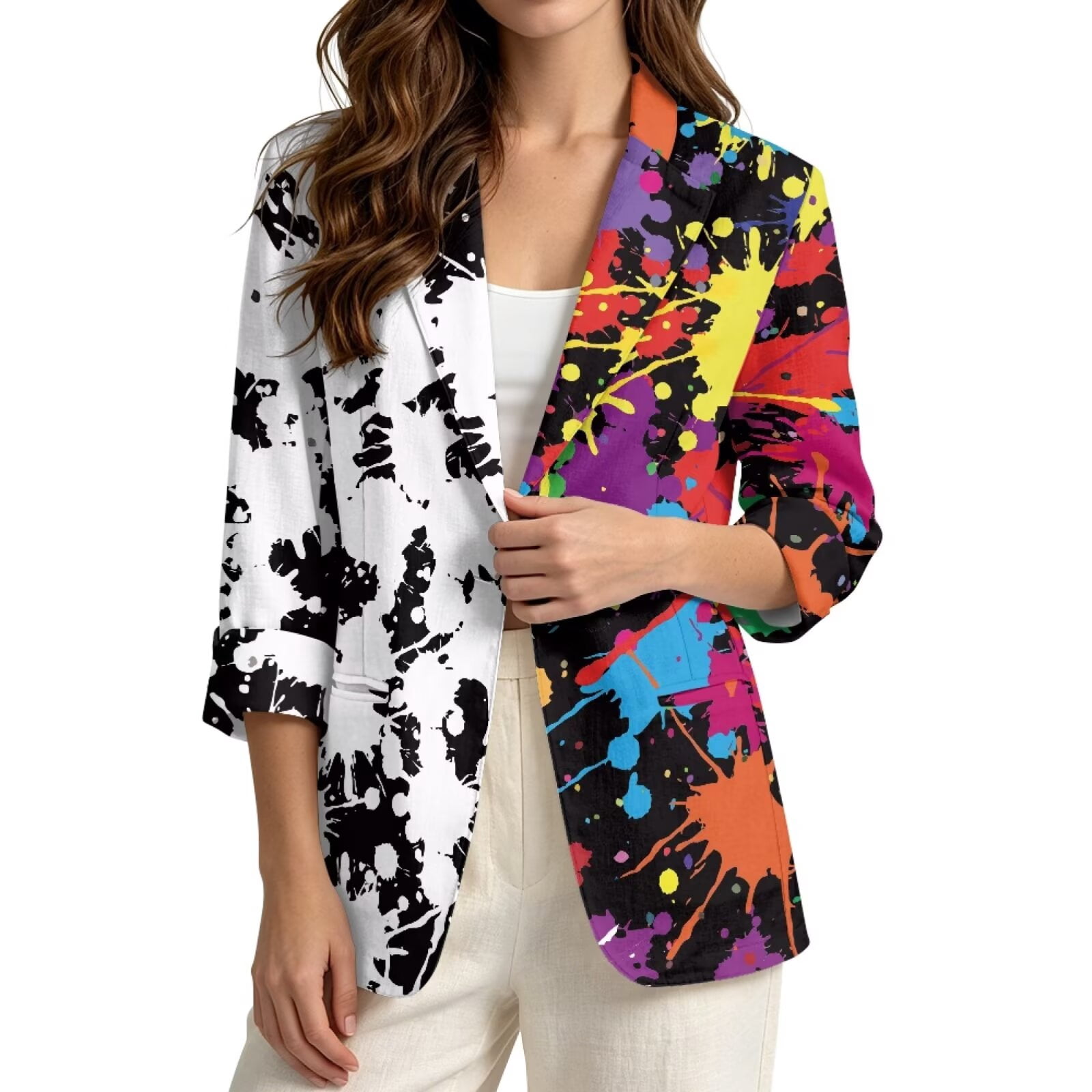 Ink Suit Psesaysky Women's Blazer Business Casual Open Front One Button ...