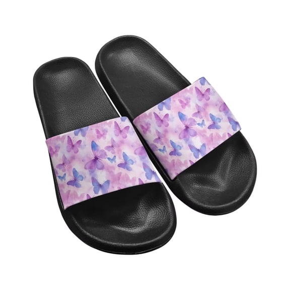 Psesaysky Women's Butterflies Slide Sandals Outdoor Flexible Versatile Beach Sandals Water Slides Everyday House Slippers Gift for Wife Daughters Sisters Black Size 5