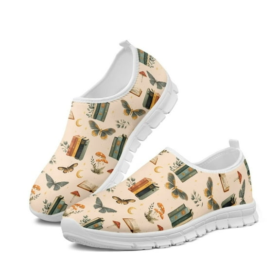 Psesaysky Women's Butterfly Printed Casual Shoes Loafers Comfortable Breathable Slip-on Sneakers Size 5.5-11.5