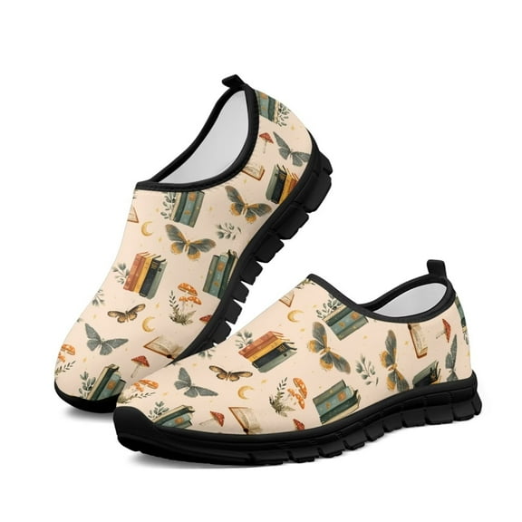 Psesaysky Women's Butterfly Printed Casual Shoes Loafers Comfortable Breathable Slip-on Sneakers Size 5.5-11.5