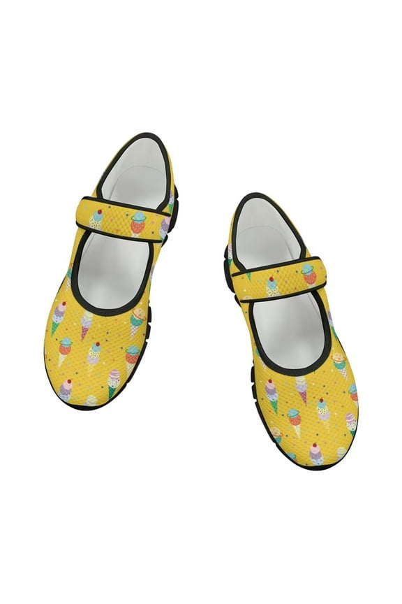 Women's Casual Shoes with Ice-Cream Comfortable Convenient Velcro Sneakers for Ladies Girls Size 5.5-10