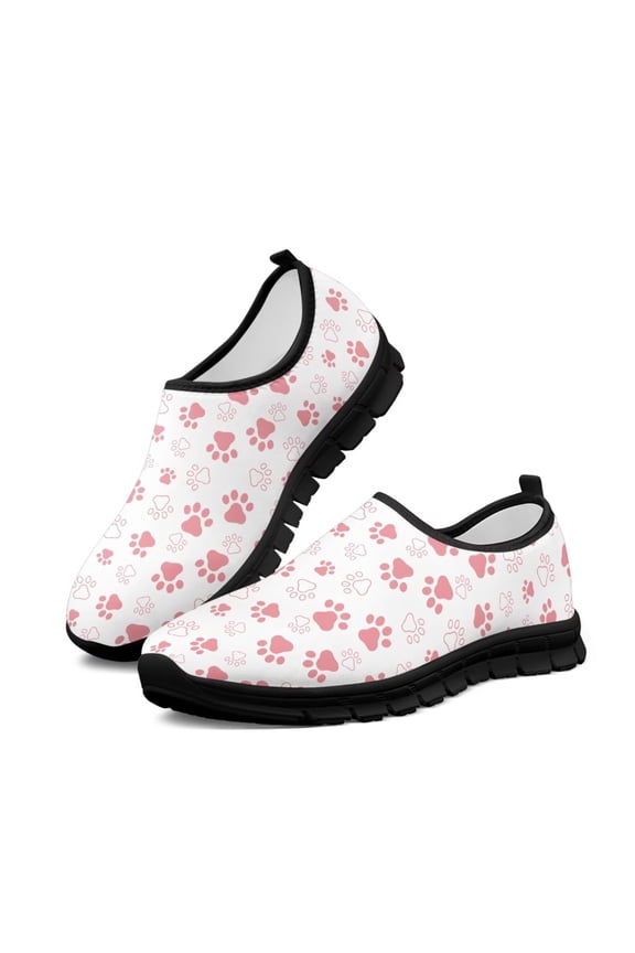 Women's Dog Paw Printed Casual Shoes Lightweight Breathable Slip on Walking Shoes for Girls Students Comfort Non-Slip Loafers Tennis Sneakers Black Sole Size 11
