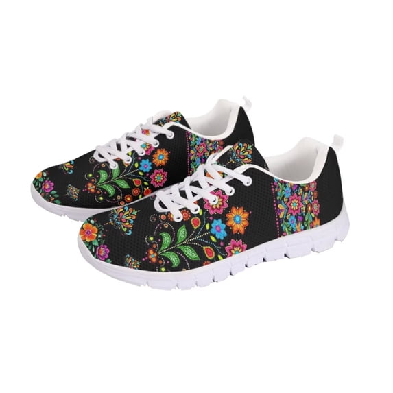 Psesaysky Women’s Embroidered Flower Walking Shoes Artwork Running ...