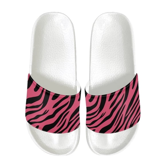 Psesaysky Women's Fashion Slide Sandals for Beach Swimming Pool Zebra Print Sandals for Ladies Indoor Outdoor Anti-Slip Lightweight Flip Flops