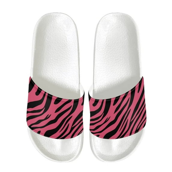 Psesaysky Women's Fashion Slide Sandals for Beach Swimming Pool Zebra Print Sandals for Ladies Indoor Outdoor Anti-Slip Lightweight Flip Flops