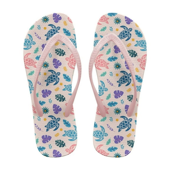Psesaysky Women's Flip Flops with Sea Turtles Pattern Lightweight Comfortable Durable Colorful Sandals for Summer