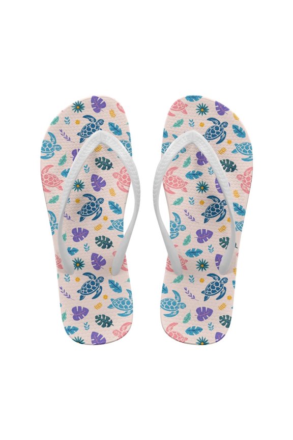 Women's Flip Flops with Sea Turtles Pattern Lightweight Comfortable Durable Colorful Sandals for Summer