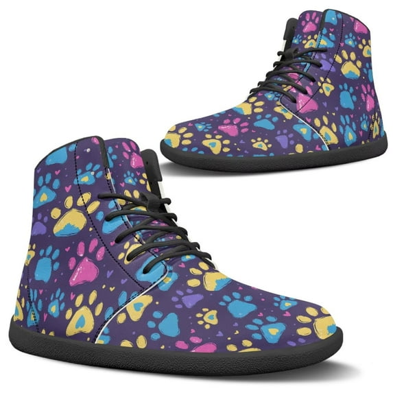 Psesaysky Women's Graffiti Paw Barefoot Shoes Comfortable High-Top Walking Shoes for Girls Students Size 6-13.5