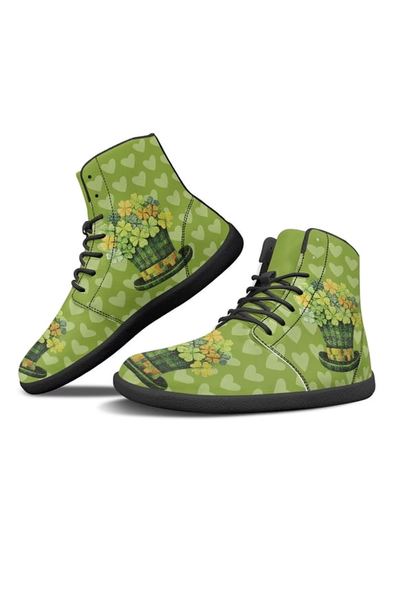 Women's Green Hat Sneakers for St. Patrick's Day Anti-Slip Comfortable Durable Barefoot Shoes Size 6-13.5