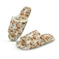 thumbnail image 1 of Psesaysky Women's Indoor Slippers Pumpkin Ghost Floral Print Fuzzy House Slippers for Women Open Toe Slide for Ladies Bedroom Shoes, Size 10.5-11.5, 1 of 7