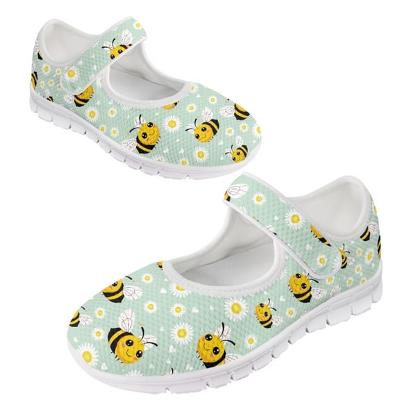 Psesaysky Women's Little Bee Printed Shoes Lightweight Comfortable Fashion Walking Shoes Hook & Loop Size 5.5-10