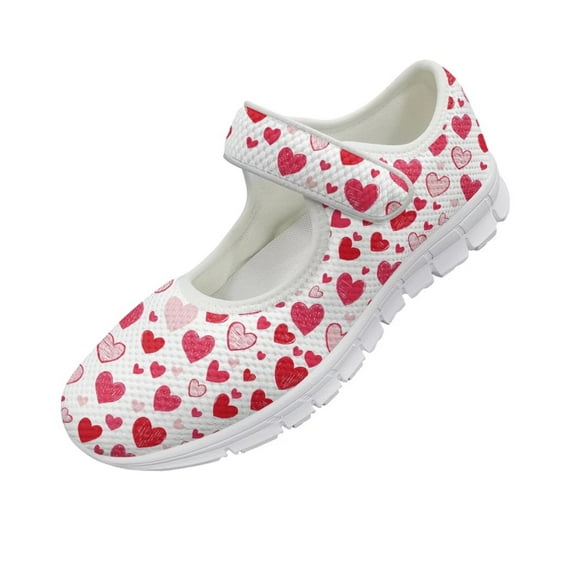 Psesaysky Women's Love Heart Casual Shoes for Ladies Girls Lightweight Comfortable Walking Shoes Fashionable Printed Shoes Valentine Gift for Wife Girlfriend