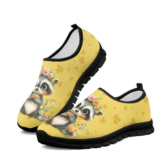 Psesaysky Women's Lovely Raccoon Yellow Casual Shoes Gift for Big Girls Breathable Comfortable Loafers Size 5.5-11.5