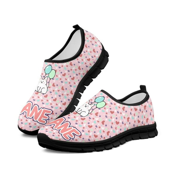 Psesaysky Women's Low Cut Casual Shoes Cute Cats Printed Hiking Shoes Breathable Comfortable Slip on Loafers Non Slip Wear-Resistant Sneakers Black Sole Size 5.5