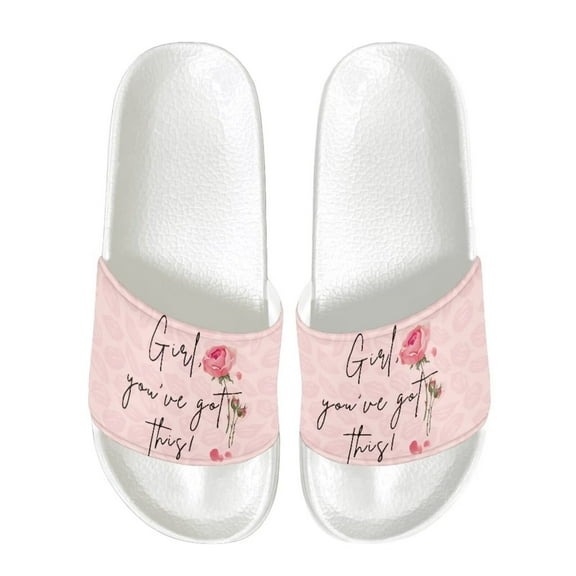 Psesaysky Women's Rose Pink Slide Sandals Summer House Slipers Soft Comfortable Bathroom Beach Sandals Size 6-13.5