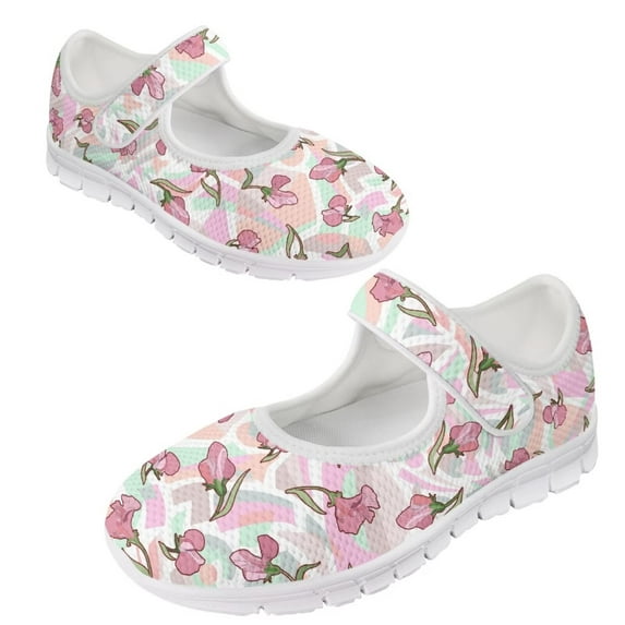 Psesaysky Women's Single Buckle Casual Shoes Floral Printed Comfortable Velcro Sneakers for Ladies Girls Size 5.5-10