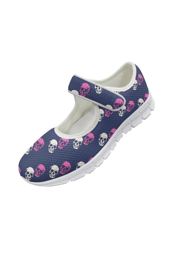 Women's Single Buckle Casual Shoes Skeleton Pattern Walking Shoes Breathable Comfortable Casual Shoes for Ladies and Big Girls