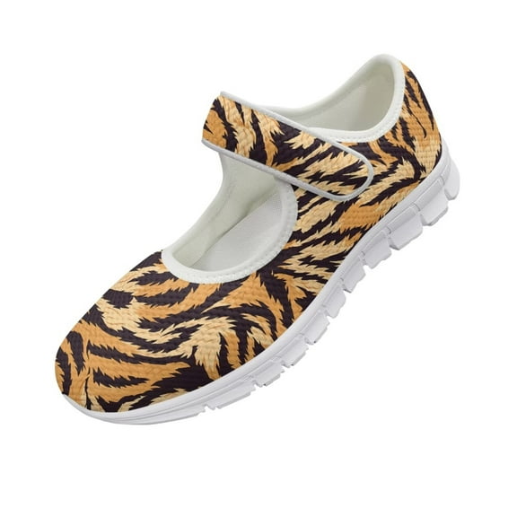 Psesaysky Women's Skin-Friendly Comfortable Casual Shoes Tiger Skin Sneakers for Ladies Girls Hook & Loop Size 5.5-10