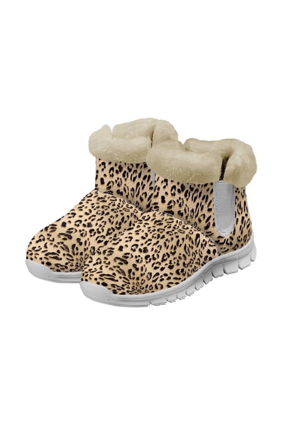 Women's Slip-on Snow Boots Fashionable Warm Leopard Print Plush Boots Shock-Resistant Comfortable Short Boots