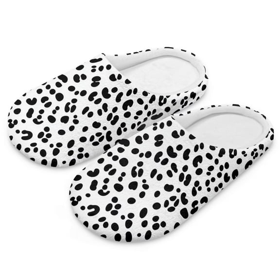 Psesaysky Women's Slippers Black White Leopard Print Fuzzy House Slippers for Women Indoor Closed Toe Slide for Ladies Bedroom Shoes, Size 4.5-5.5