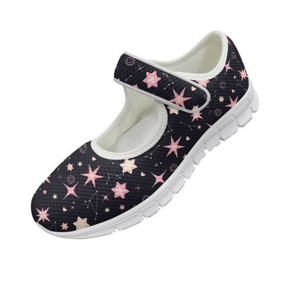 Psesaysky Women's Star Casual Shoes Lightweight Comfortable Hook & Loop Shoes Unique Printed Shoes for Ladies and Big Girls