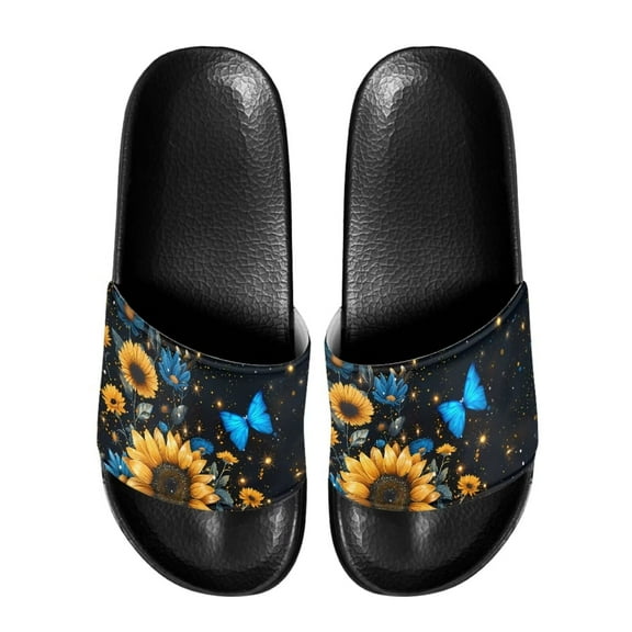 Psesaysky Women's Sunflowers Slide Sandals Anti-Slip Lightweight Sandals for Beach for Shower Size 6-13.5