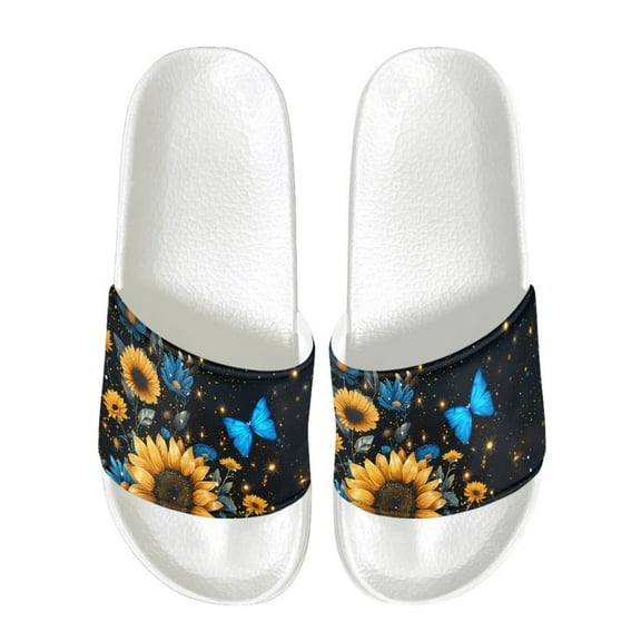 Psesaysky Women's Sunflowers Slide Sandals Anti-Slip Lightweight Sandals for Beach for Shower Size 6-13.5