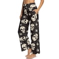 thumbnail image 1 of Psesaysky Women's Wide Leg Pants Skull and Sun Print Trendy Fall Clothes Elastic High Waisted Casual Lounge Palazzo Pant Trousers with Pockets, Size L, 1 of 7