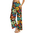 thumbnail image 1 of Psesaysky Women's Wide Leg Pants with Pockets, Color Floral Print Casual Adjustable Loose Pants Palazzo Trousers Sweatpants for Yoga Lounge, Size L, 1 of 7