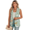 thumbnail image 1 of Psesaysky Womens Casual Vest Cartoon Puppy Grass Print Sleeveless Blazer Single Button Front Jacket Office Notched Lapel Trendy Blazers with Pockets, Size M, 1 of 6