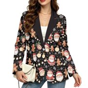 Psesaysky Womens Christmas Blazer Open Front Suit Jacket Casual Work Blazers