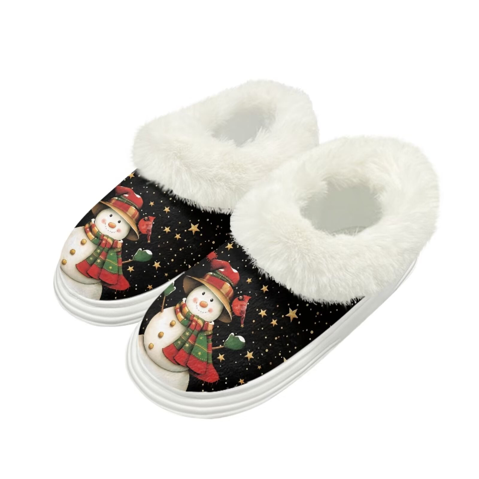Psesaysky Womens Christmas Slippers Cute Snowman Print Fuzzy Slippers ...