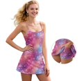 thumbnail image 1 of Psesaysky Womens Square Neck Tennis Dress Sleeveless Spaghetti Strap Skirt Built in Shorts Galaxy Leopard Sparkle Print Golf Athletic Dress Workout Rompers, Size 2XL, 1 of 5