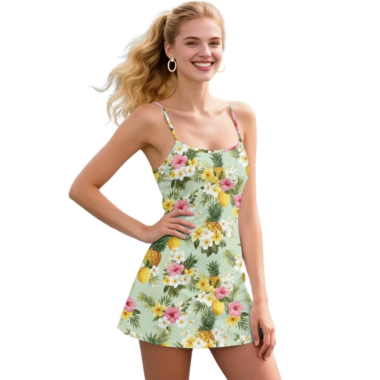 floral dress with shorts White Ruffled Short sweetheart neckline Red Dress | Pink Cotton