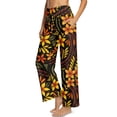 thumbnail image 1 of Psesaysky Womens Wide Leg Yoga Pants Adjustable Drawstring Stretchy Polynesian Floral Print Loose Pants Women Business Casual Outfits Slacks for Women Trousers, Size L, 1 of 7