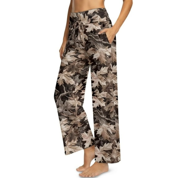Psesaysky Womens Yoga Sweatpants Wide Leg High Waisted Lounge Pajamas Pants Comfy Workout Loose Pants with Pockets (Brown Hunting Camo Print), Size XL