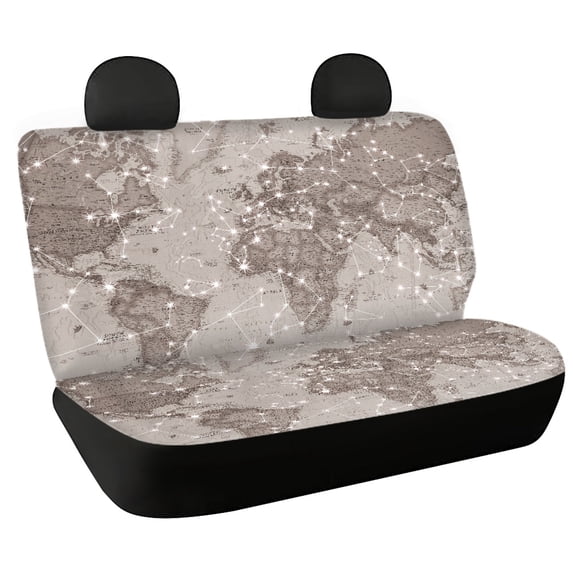 Psesaysky World Map Constellation Rear Bench Seat Covers for SUV, 2 Piece Non-Slip Durable Back Seat Covers, Waterproof Dirt Resistant for Car Interior