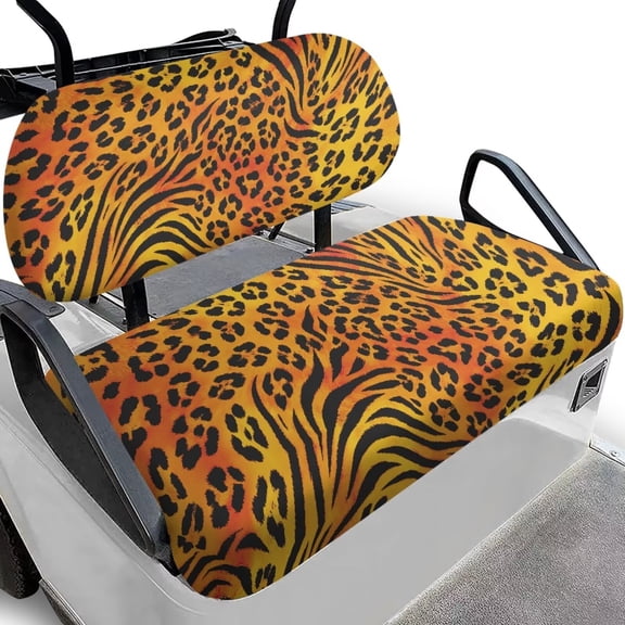 Psesaysky Yellow Cheetah Tiger Print Seat Covers for Golf Cart, Washable Golf Cart Seat Covers for Club Car Precedent Ordinary Seats Breathable Comfortable/Anti-Scratch/Anti-Fading/Easy to Install