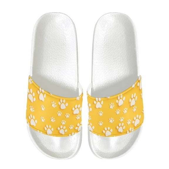 Psesaysky Yellow Slide Sandals for Women Girls Animal Paw Printed Sandals Anti-Slip Lightweight Bathroom Sandals Beach Sandals Shoes