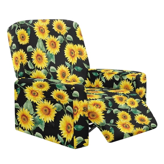 Psesaysky Yellow Sunflowers Print Recliner Slipcover Stretch Reclining Chair Covers Fall Home Decor 4 Pieces Non Slip Recliner Sofa Slipcovers with Pockets Fitted Sofa Lazy Boy Chair Cover