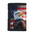 thumbnail image 1 of Psesaysky Youth Wallet Eagle American Flag Print Magic Stiker Small Purse for Sports, Polyester Lightweight Trifold Card Wallet, 1 of 6