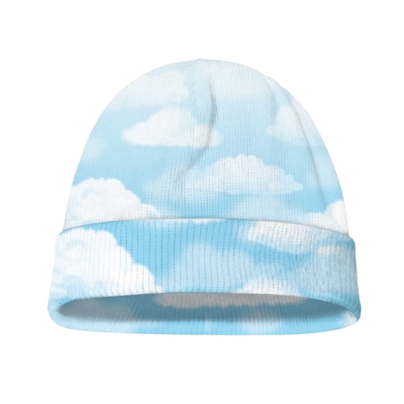 Psesaysky Youth Warm Beanie Hat - Blue Sky Print Boys Girls Windproof Fleece Winter Hat Kids Soft Beanies Hats