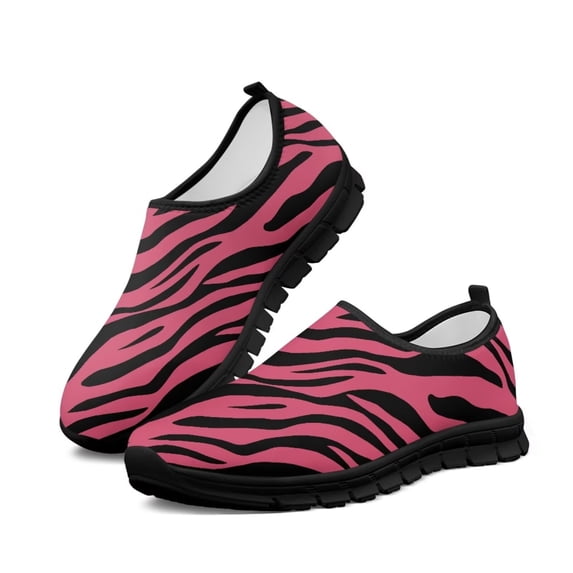 Psesaysky Zebra Print Red Casual Shoes for Women Fashionable Comfortable Walking Shoes Slip-on Tennis Shoes Loafers for Girls Women