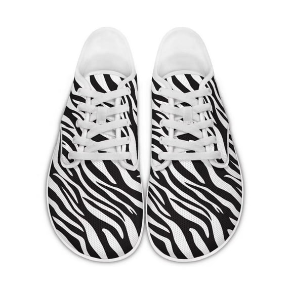 Psesaysky Zebra Print Shoes for Women Tennis Shoes Women Low-top Barefoot Sneakers Women Zero Drop Minimalist Shoes for Women